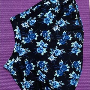 Black with Blue Flower Skirt- M